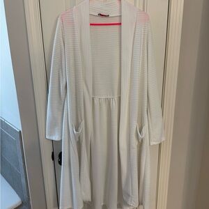 White Women's Open-Front Ribbed Cardigan